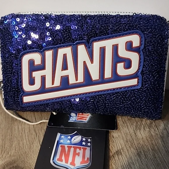 NFL NY GIANTS ' Blue and Silver Giants Sneakers and Lounefly  Wallet Set - Picture 6 of 9